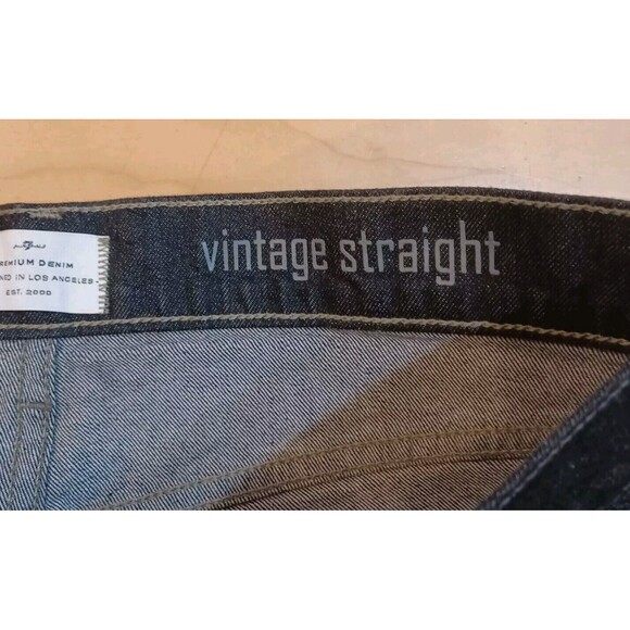 NWT 7 FOR ALL MANKIND Mens Off Black Vintage Button Fly Straight Leg Jeans 32x32 - Picture 7 of 12